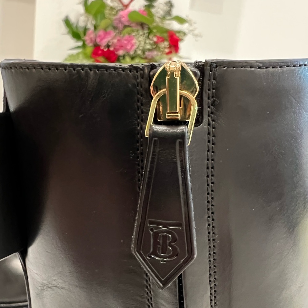 BURBERRY Monogram Motif Leather Block-heel Boots - Picture 11 of 12